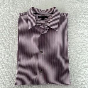 Banana Republic Slim Fit Dress Shirt, size XL. Burgundy and white stripes.